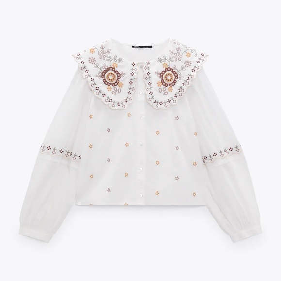 Zara embroidered poplin top - Picture 6 of 8
